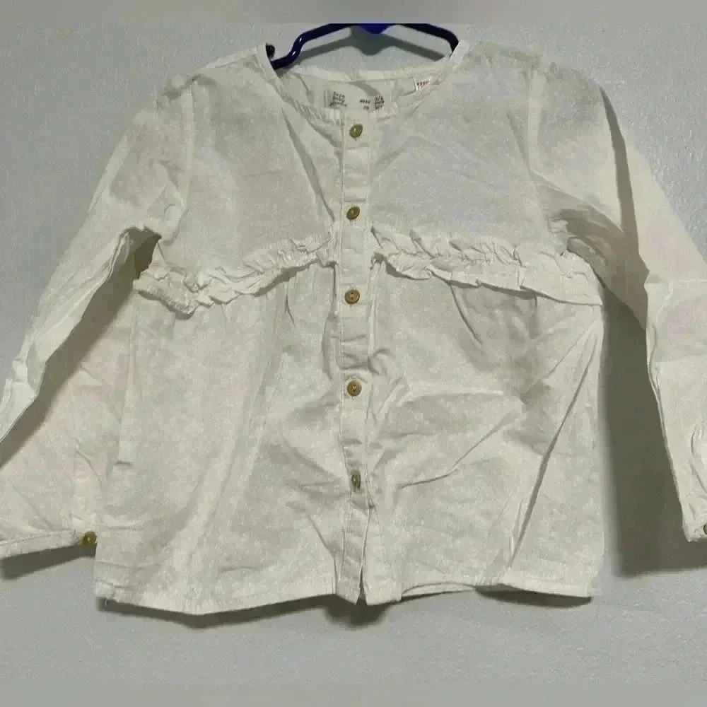 265. Zara baby girl embroidered white blouse set of 2 sz 3/4 years